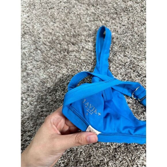 Tavik Swimwear Coco Scoop Neck Bikini Swim Top Blue Cage Strappy S Beach Summer - Picture 4 of 10